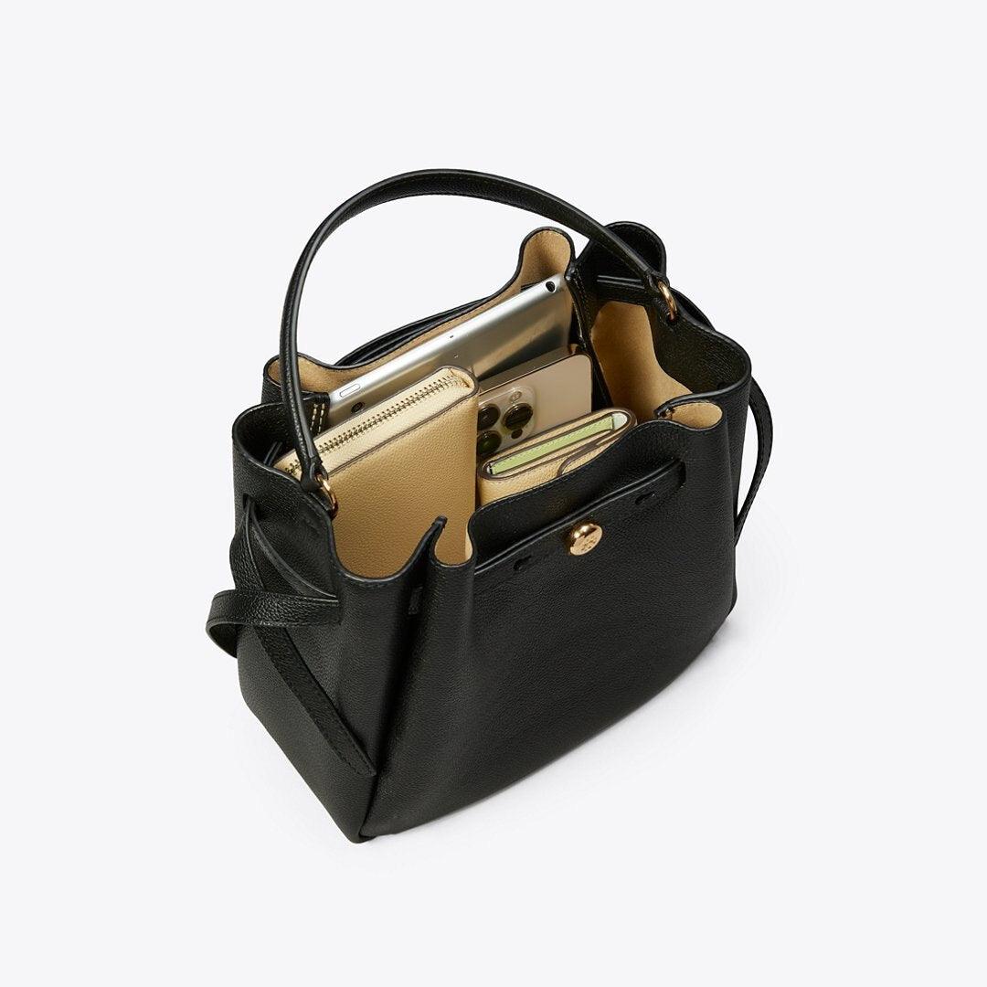 Tory Burch Romy Suede Bucket Bag Cognac