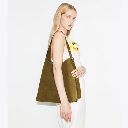 Tory Burch Romy Suede Hobo Bag Deep Olive