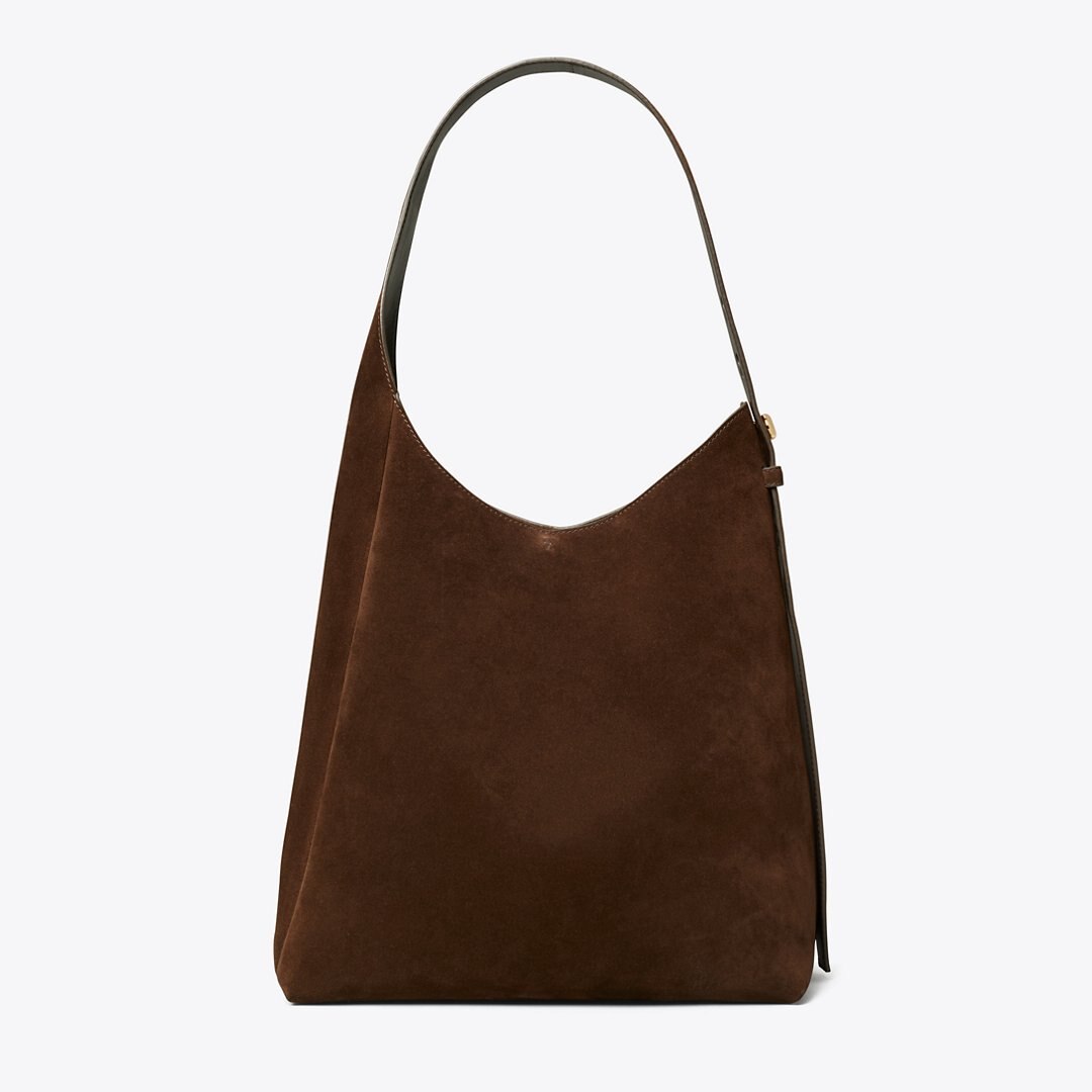 Tory Burch Romy Suede Hobo Bag Dark Cocoa