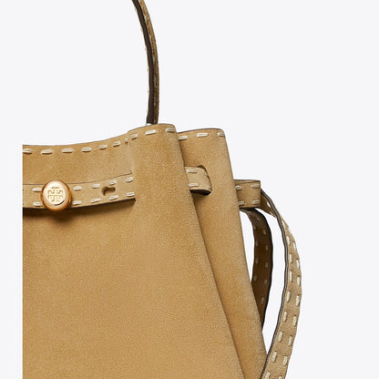 Tory Burch Romy Suede Pick Stitch Bucket Bag Butter