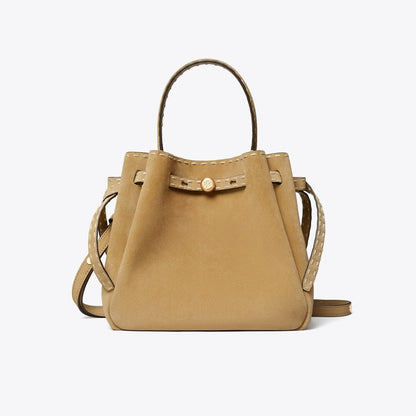 Tory Burch Romy Suede Pick Stitch Bucket Bag Butter