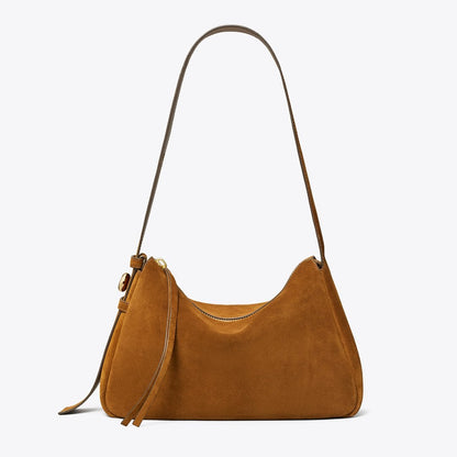 Tory Burch Romy Suede Shoulder Bag Caramel