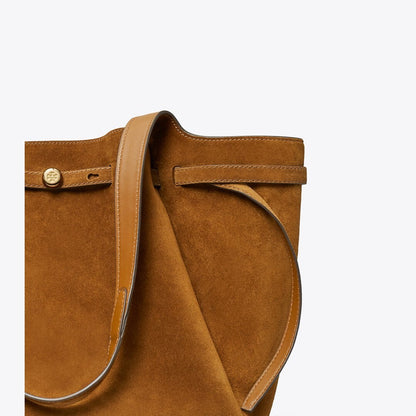 Tory Burch Romy Suede Tote Cognac