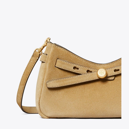 Tory Burch Romy Suede Zip Top Crossbody Bag Butter