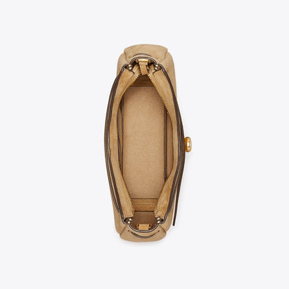 Tory Burch Romy Suede Zip Top Crossbody Bag Butter