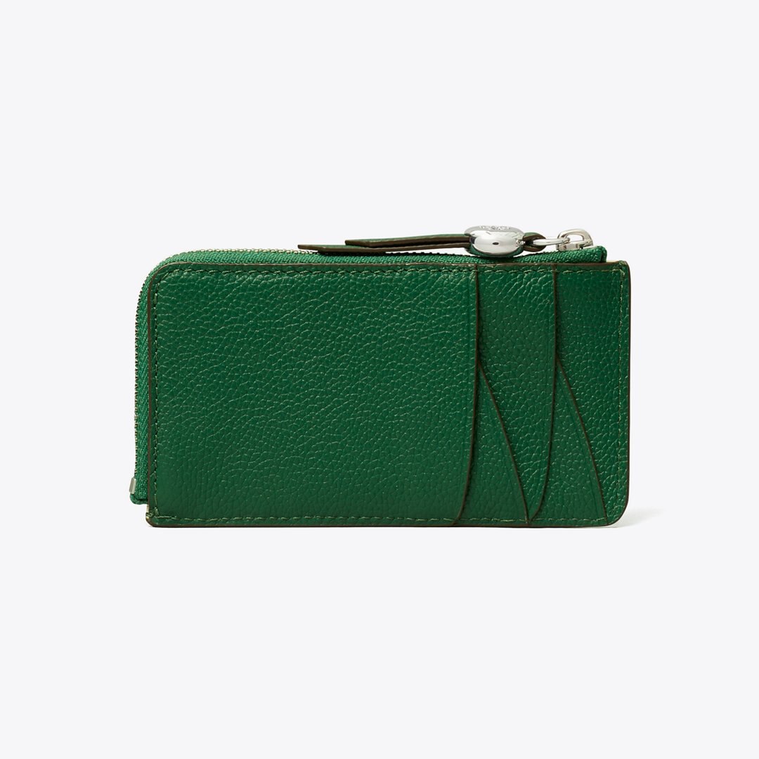Tory Burch Romy Zip Card Case Dark Kale