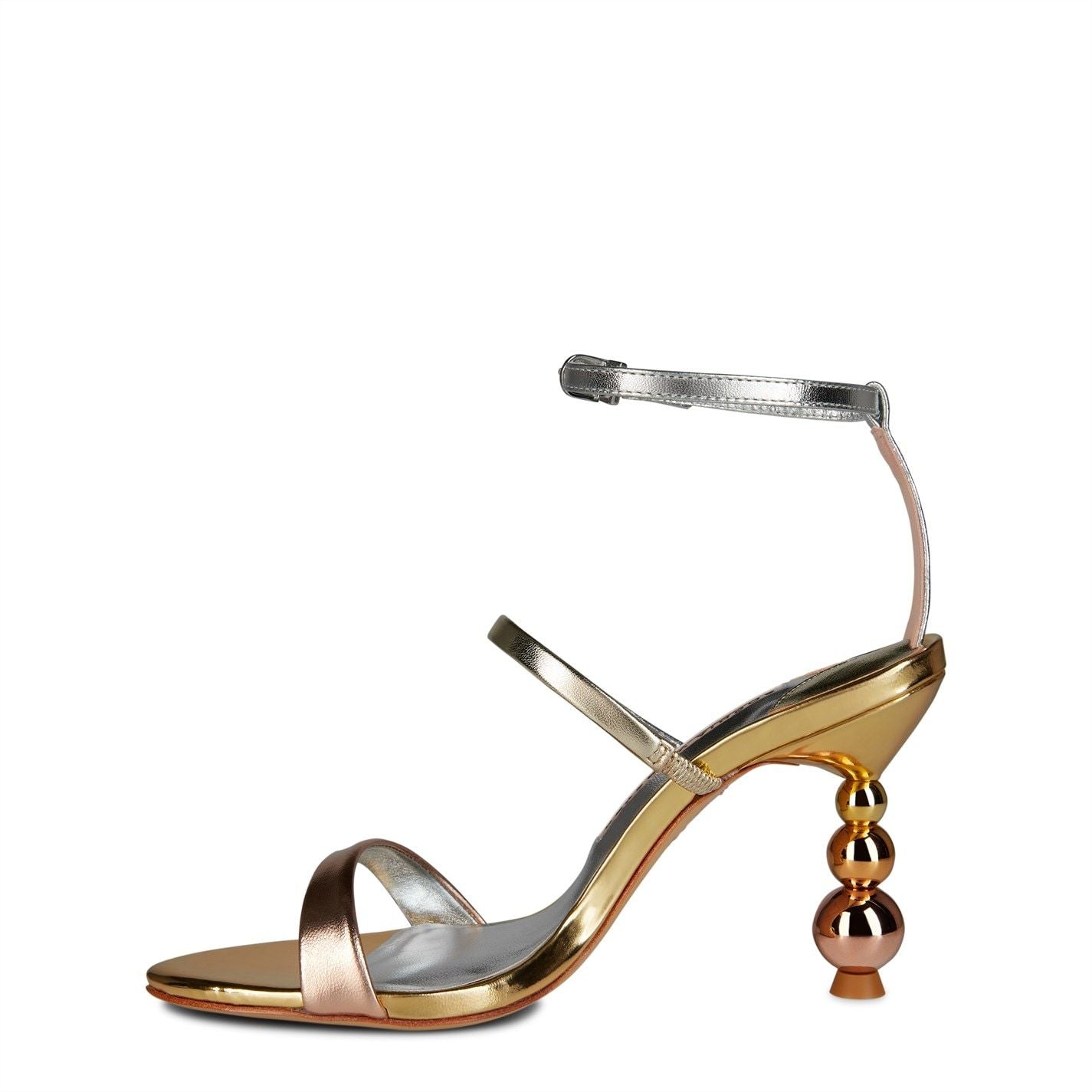 Rosalind 85 Pearl Heel Sandals Liquid Gold