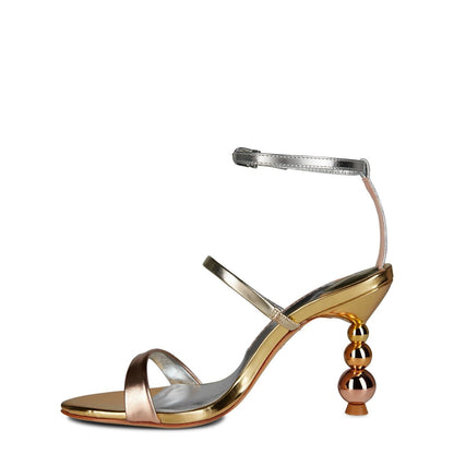  Rosalind 85 Pearl Heel Sandals Liquid Gold