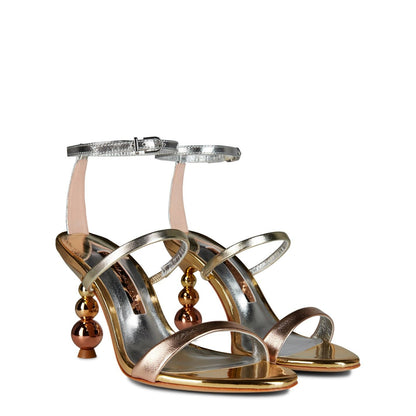  Rosalind 85 Pearl Heel Sandals Liquid Gold