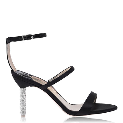  Rosalind Crystal Heeled Sandals Black Satin