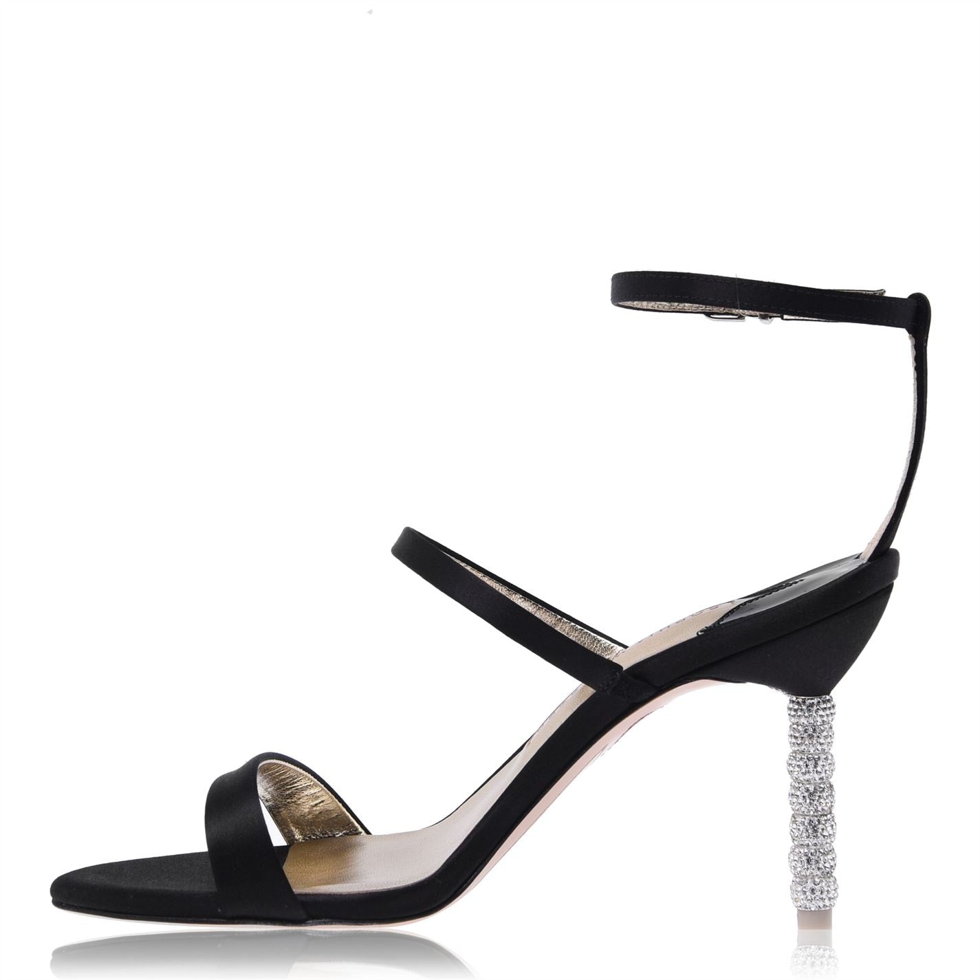  Rosalind Crystal Heeled Sandals Black Satin