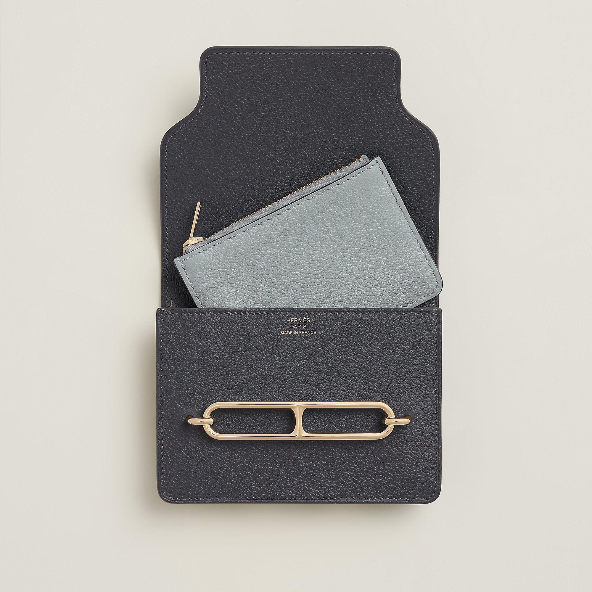  Hermes Roulis Slim Bi Wallet Bleu Glacier