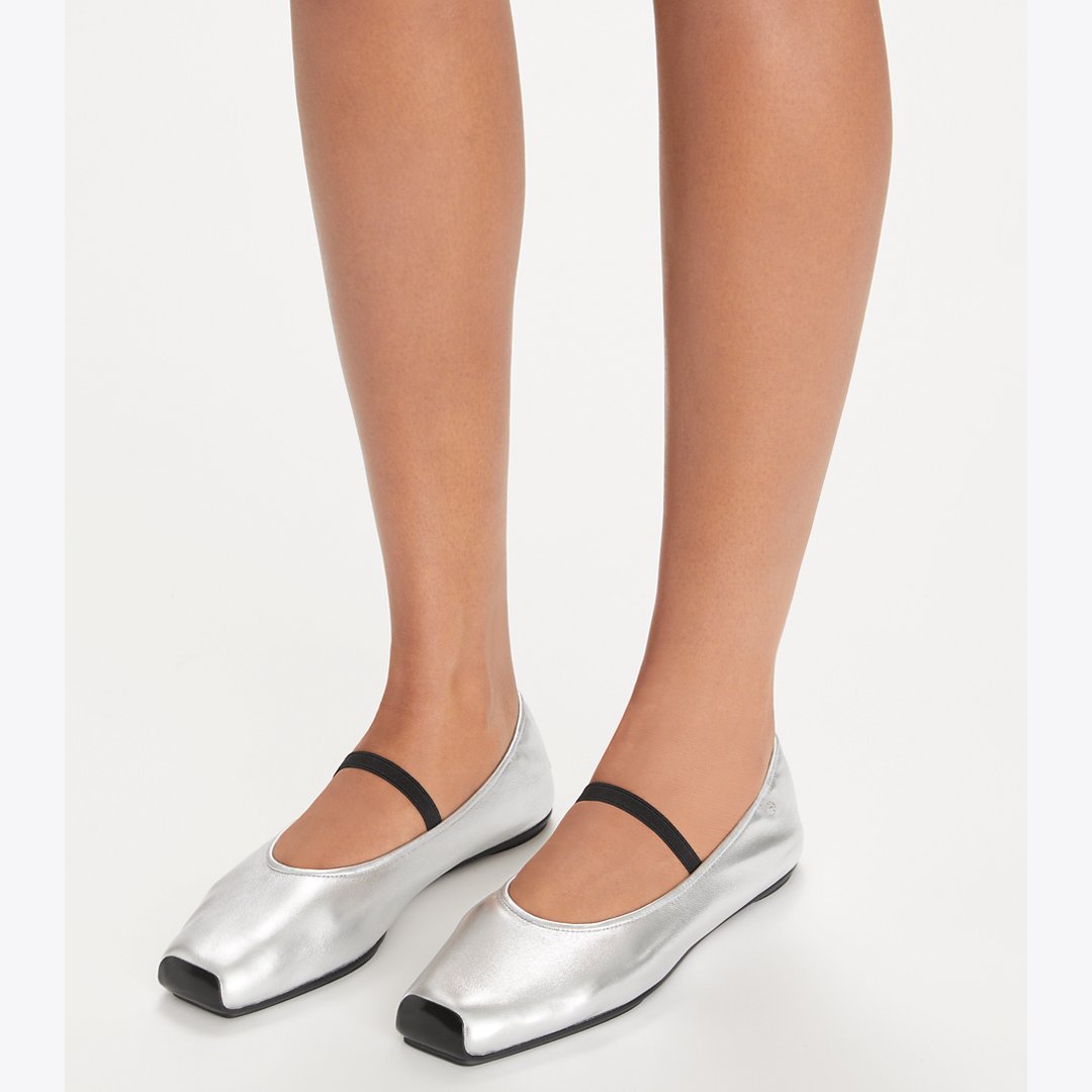 Tory Burch Runway Ballet SILVER / PERFECT BLACK