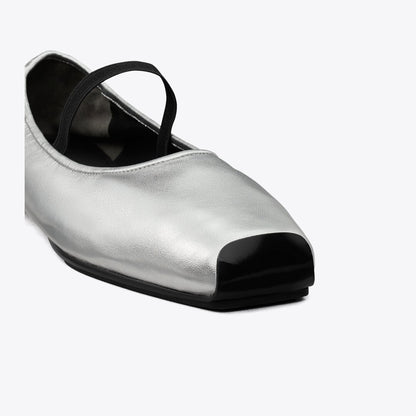 Tory Burch Runway Ballet SILVER / PERFECT BLACK