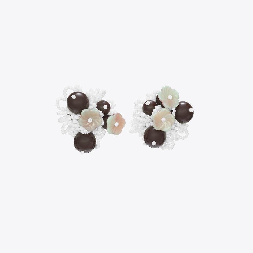 Tory Burch Runway Beaded Cluster Earrings Tory Silver