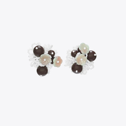 Tory Burch Runway Beaded Cluster Earrings Tory Silver