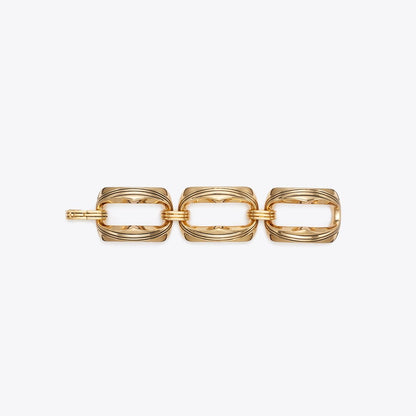 Tory Burch Runway Carved Metal Bracelet Light Brass