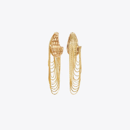 Tory Burch Runway Chain Earrings Light Brass / Crystal