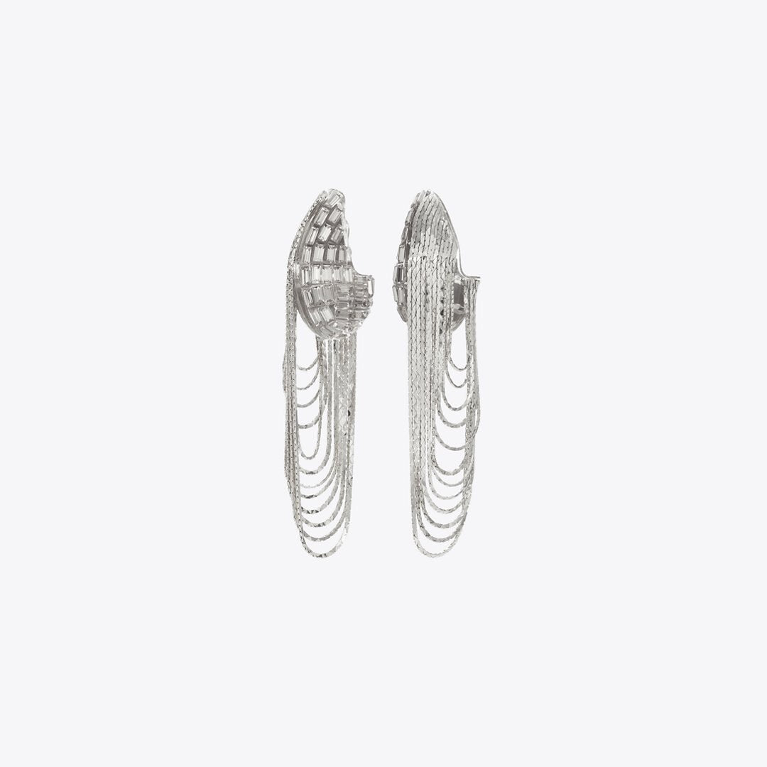 Tory Burch Runway Chain Earrings Light Silver / Crystal
