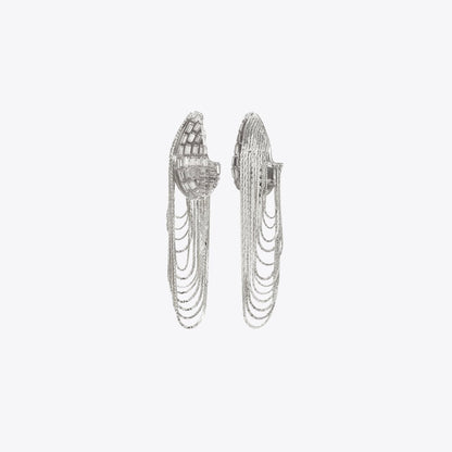 Tory Burch Runway Chain Earrings Light Silver / Crystal