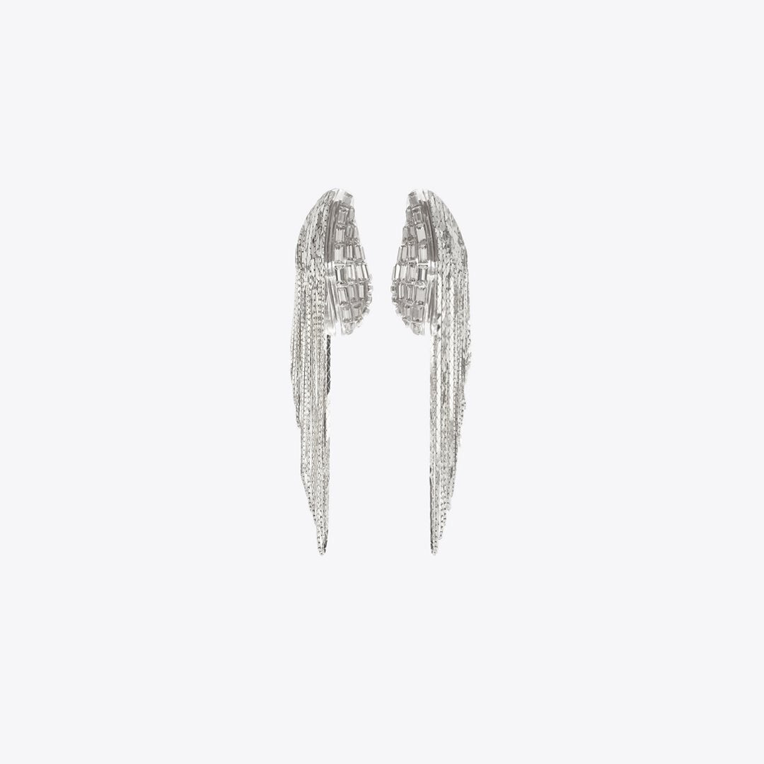 Tory Burch Runway Chain Earrings Light Silver / Crystal