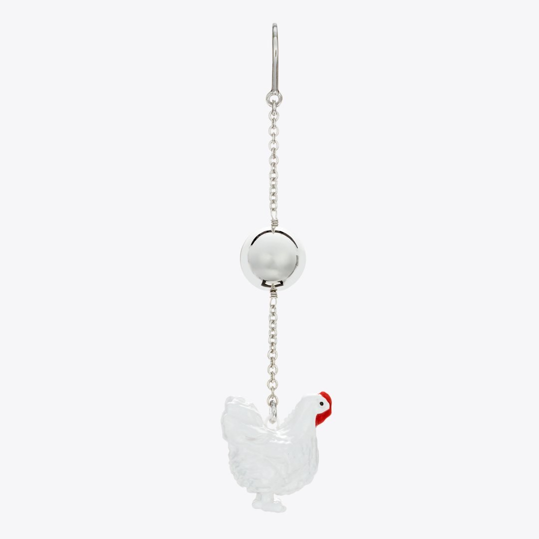 Tory Burch Runway Chicken Earrings White