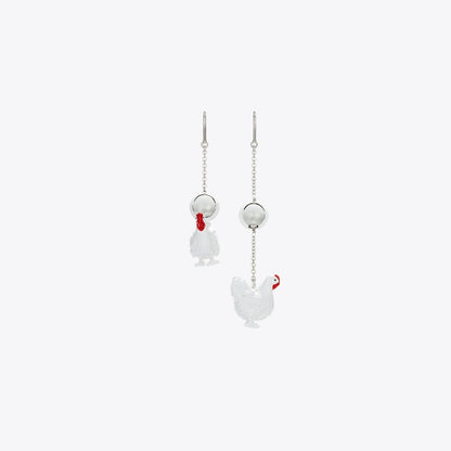 Tory Burch Runway Chicken Earrings White