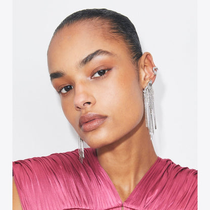 Tory Burch Runway Pav Serif T Clip-On Earrings Tory Silver / Crystal