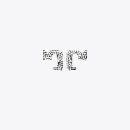Tory Burch Runway Pav Serif T Clip-On Earrings Tory Silver / Crystal