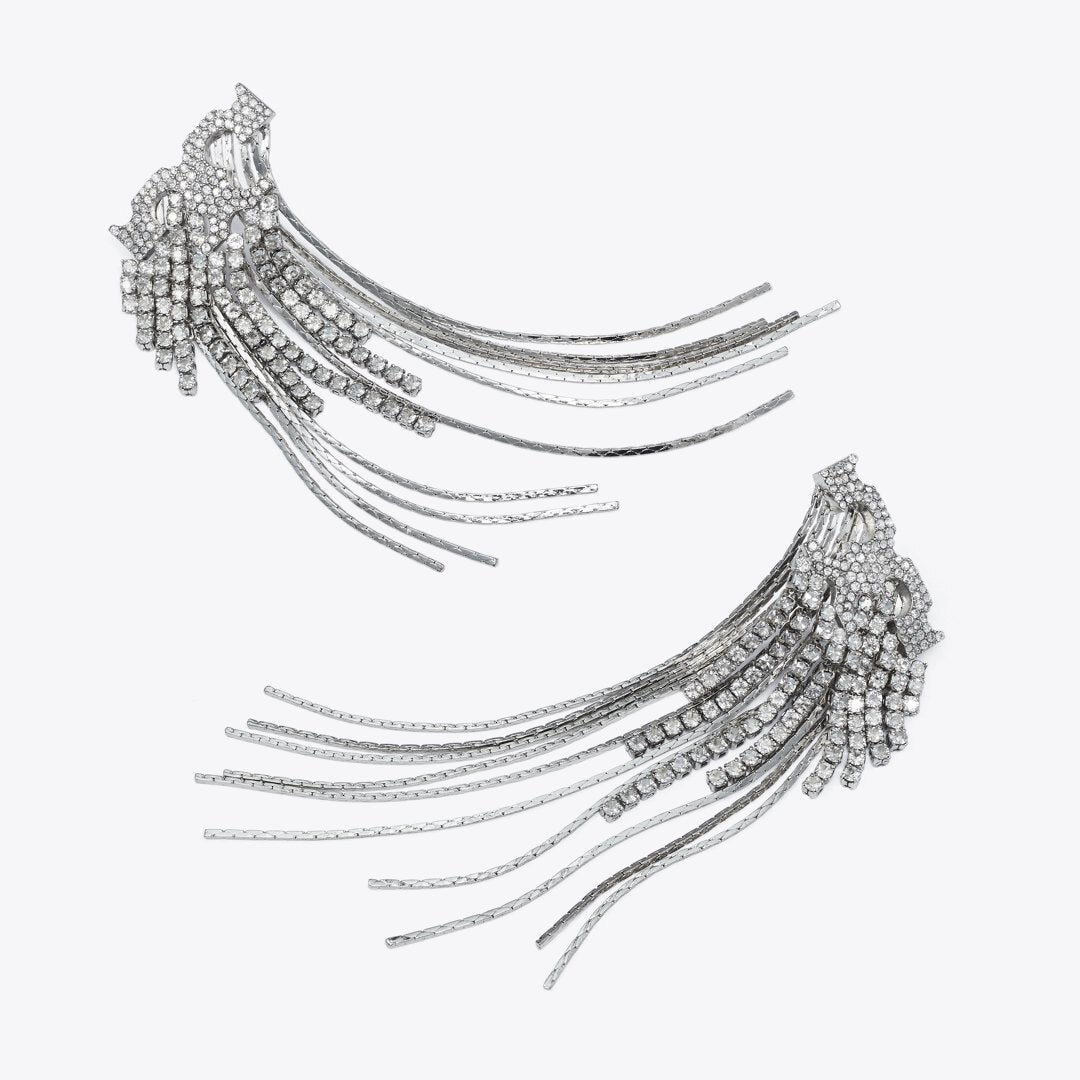 Tory Burch Runway Pav Serif T Earrings Tory Silver / Crystal