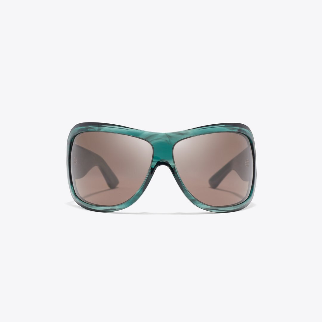 Tory Burch Runway Wrap Sunglasses STRIATED GREEN/BROWN