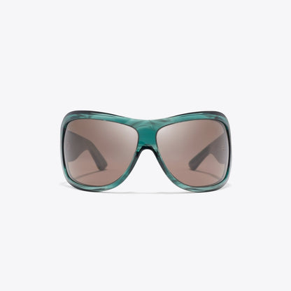 Tory Burch Runway Wrap Sunglasses STRIATED GREEN/BROWN
