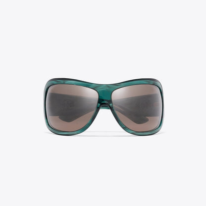Tory Burch Runway Wrap Sunglasses STRIATED GREEN/BROWN