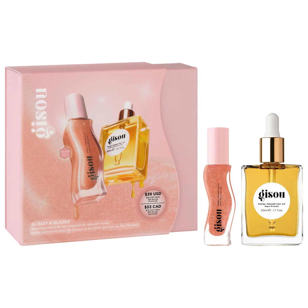 Gisou Glossy & Glazed Hair & Lip Oil Gift Set
