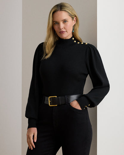Ralph Lauren ButtonTrim Mockneck Sweater