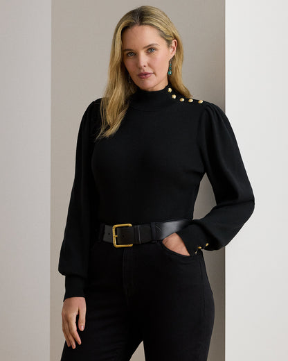 Ralph Lauren ButtonTrim Mockneck Sweater