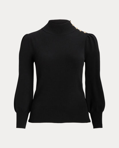Ralph Lauren ButtonTrim Mockneck Sweater