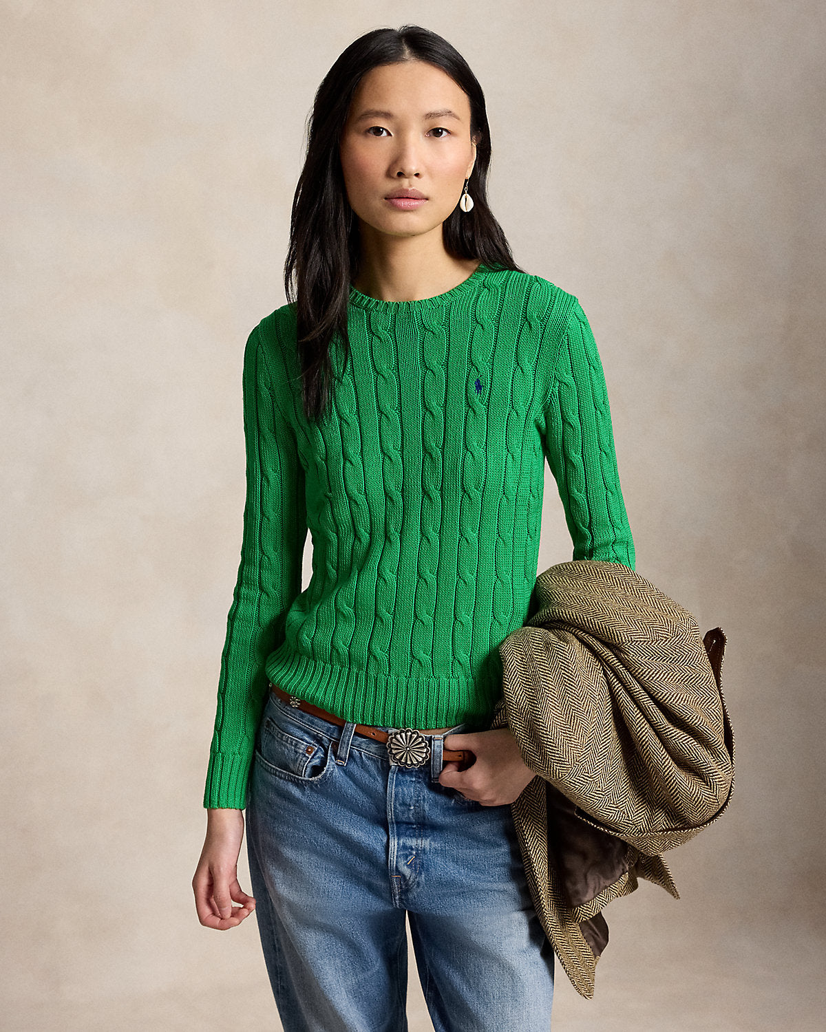 Ralph Lauren CableKnit Cotton Crewneck Sweater