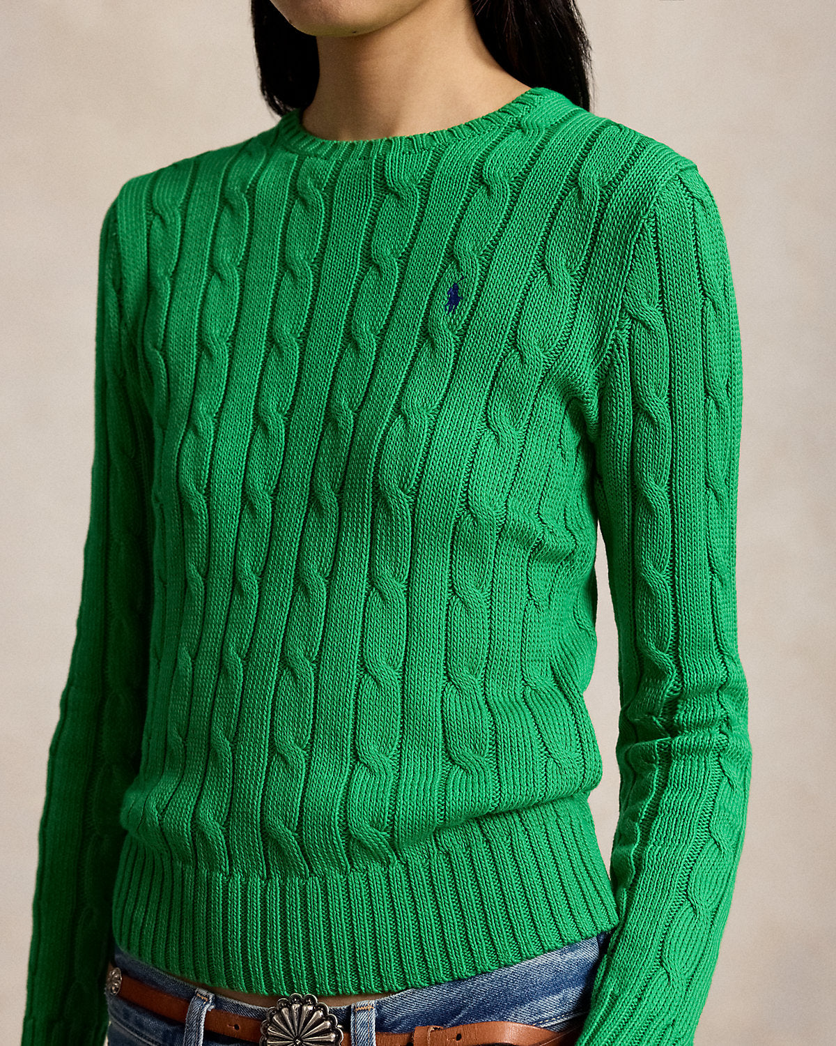 Ralph Lauren CableKnit Cotton Crewneck Sweater