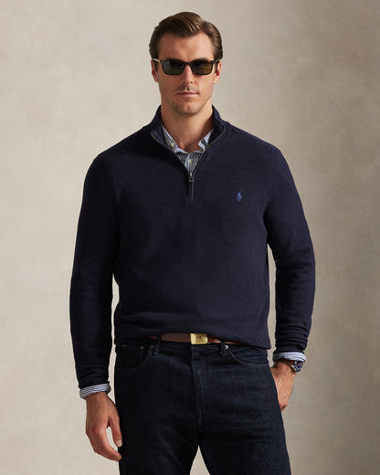 Ralph Lauren MeshKnit Cotton QuarterZip Sweater