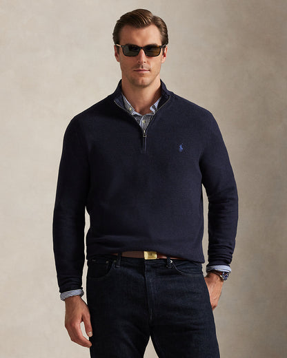 Ralph Lauren MeshKnit Cotton QuarterZip Sweater