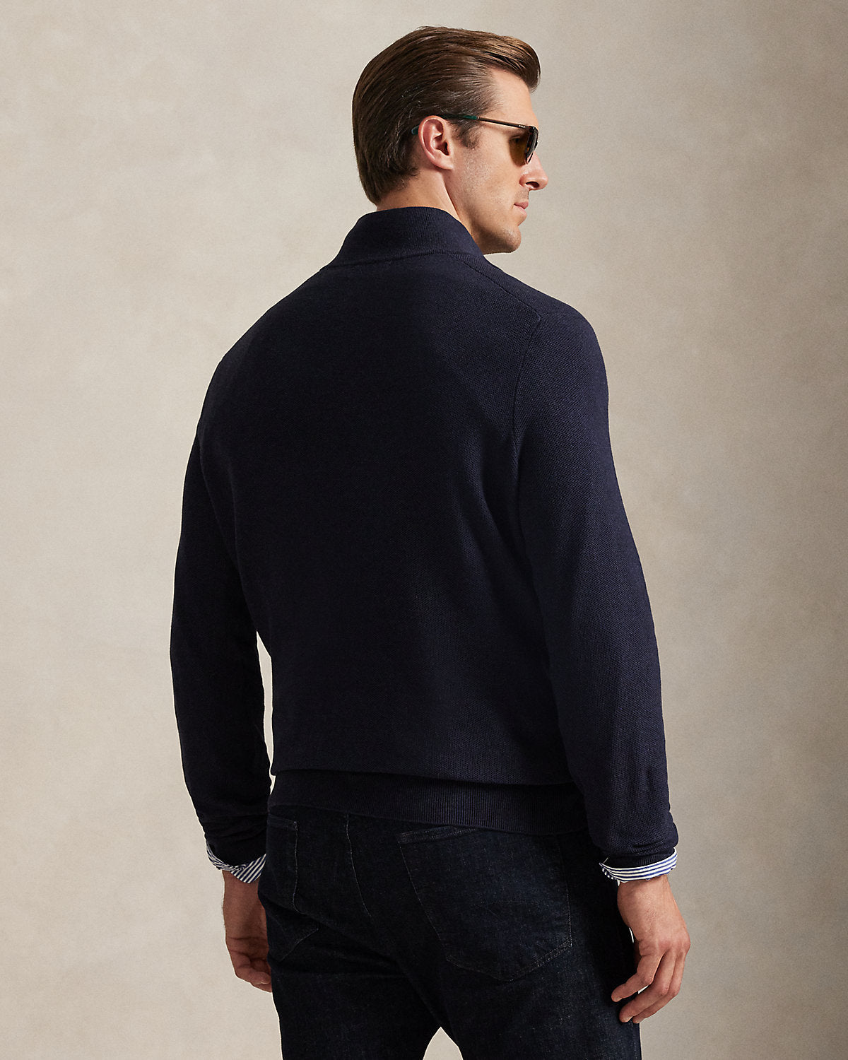 Ralph Lauren MeshKnit Cotton QuarterZip Sweater