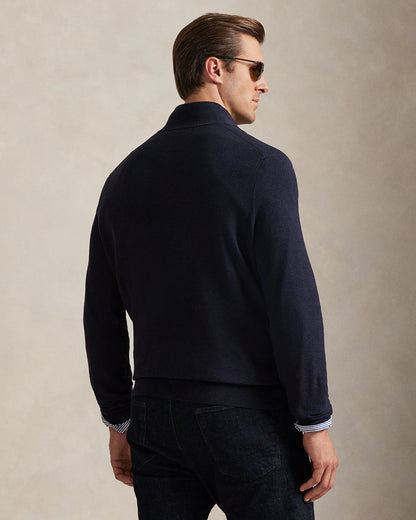 Ralph Lauren MeshKnit Cotton QuarterZip Sweater