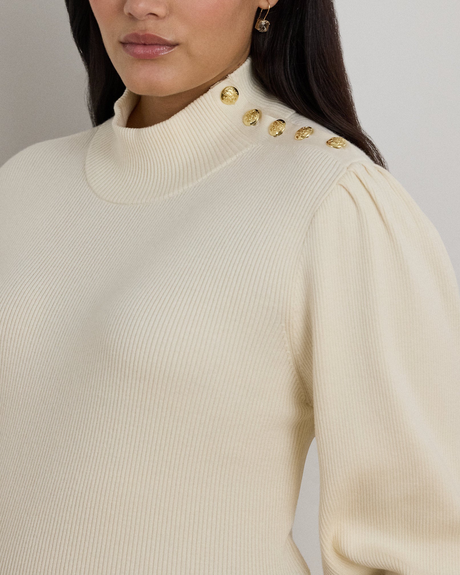 Ralph Lauren ButtonTrim Mockneck Sweater