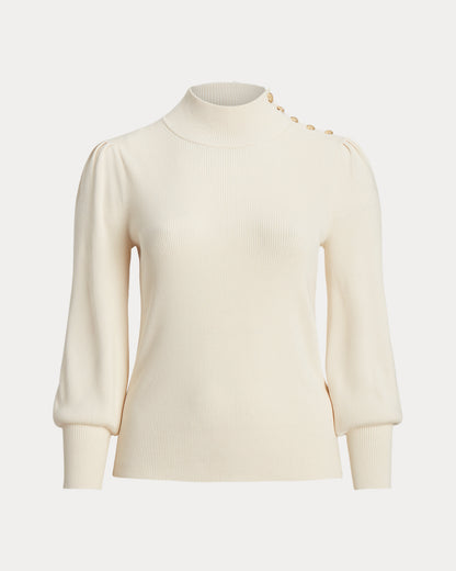 Ralph Lauren ButtonTrim Mockneck Sweater