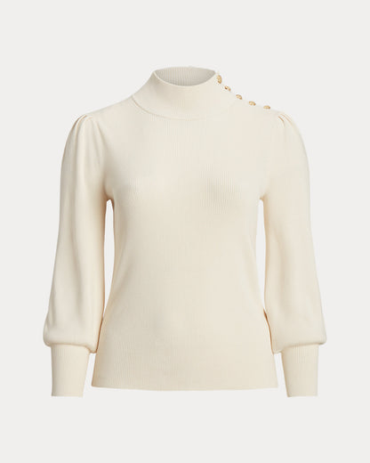 Ralph Lauren ButtonTrim Mockneck Sweater