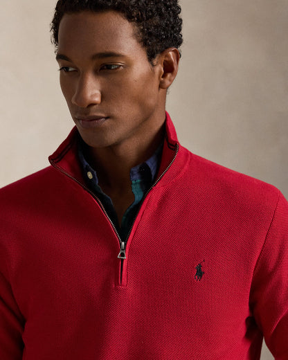 Ralph Lauren MeshKnit Cotton QuarterZip Sweater