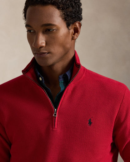 Ralph Lauren MeshKnit Cotton QuarterZip Sweater