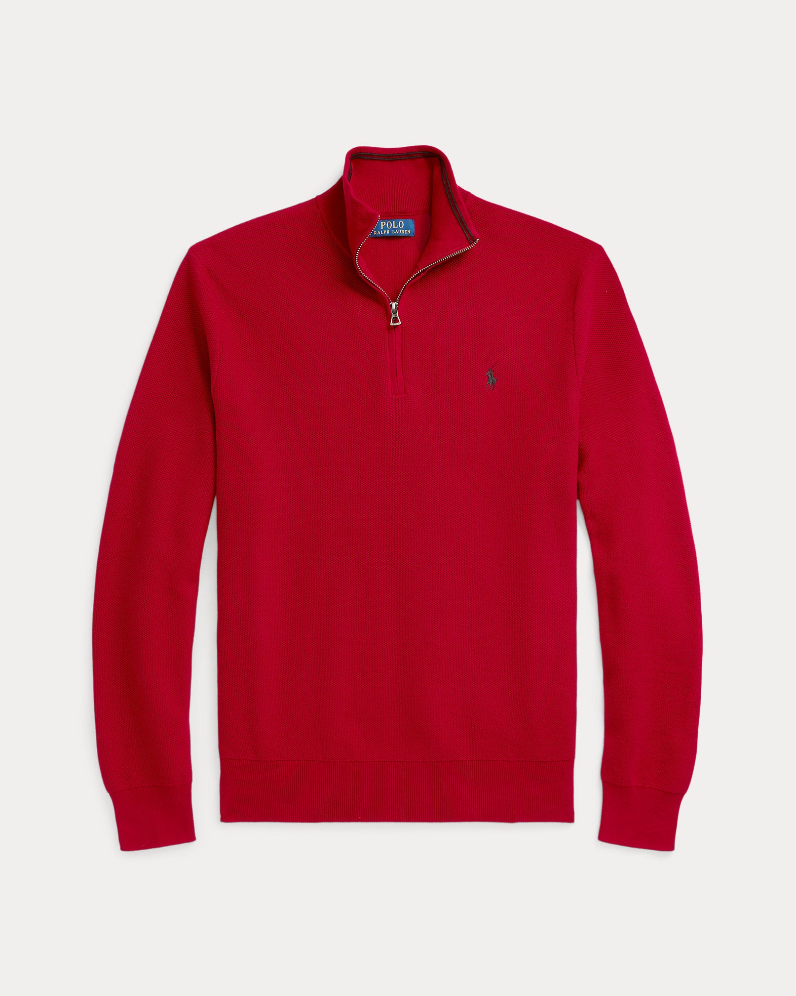 Ralph Lauren MeshKnit Cotton QuarterZip Sweater