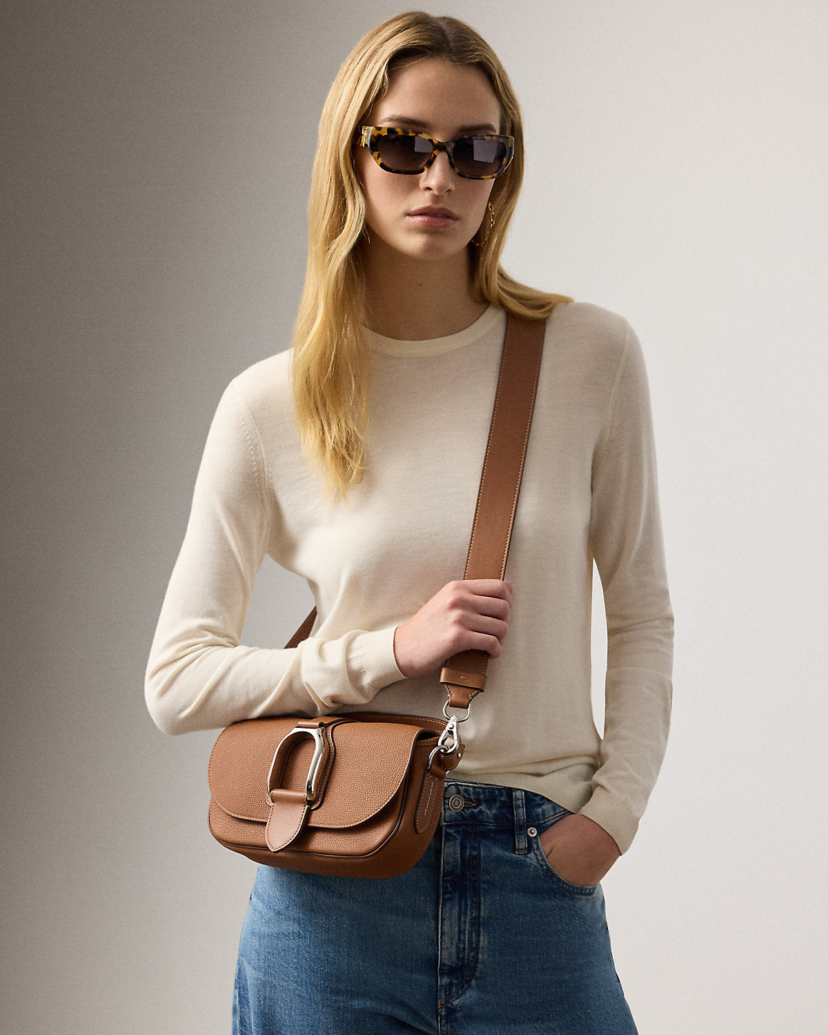Ralph Lauren Welington Calfskin Shoulder Bag